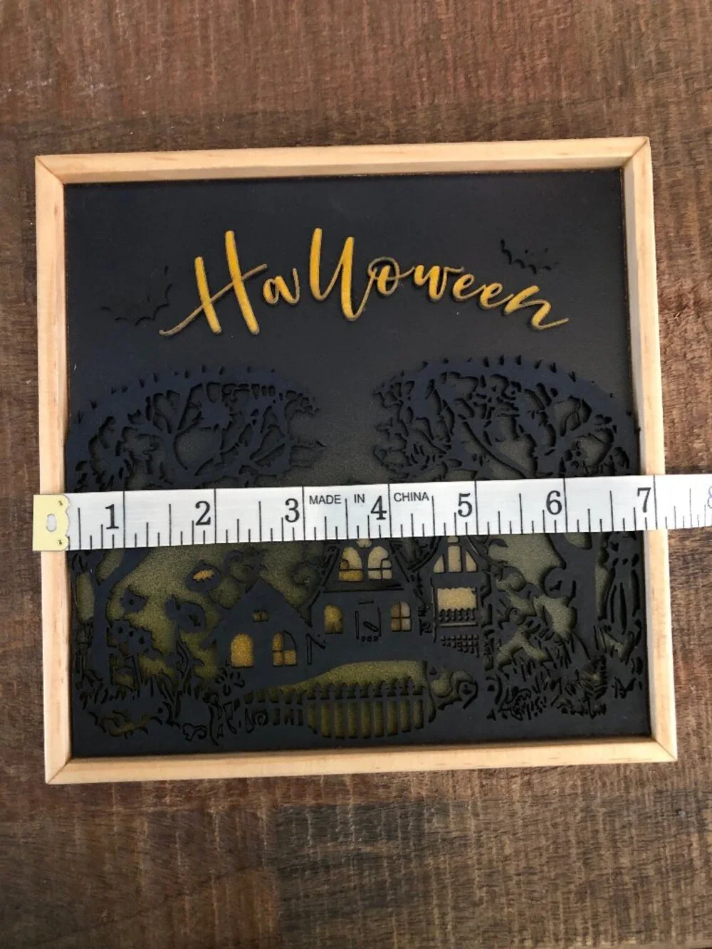 Halloween Hanging Wall Art: Spooky Haunted House with Flying Bats, Handmade